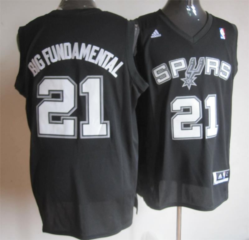  NBA San Antonio Spurs 21 Tim Duncan Big Fundamental Fashion Black Jersey